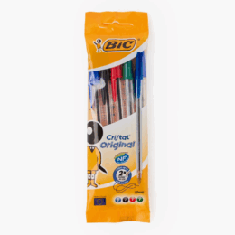 STYLO BIC CRISTAL POINTE MOYENNE POCHETTE DE 5 ASS - BQP